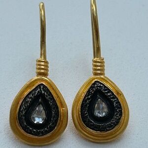 24K Gold Yossi Harari “Gilver” & Diamond Drop Earrings